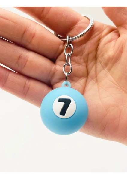 Bilardo Topu Turkuaz 7 Numara 3D Silikon Anahtarlık Doğum Günü Hediyesi Hediye Paketli