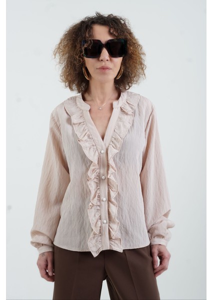 Bej Fırfırlı Gömlek modelleri