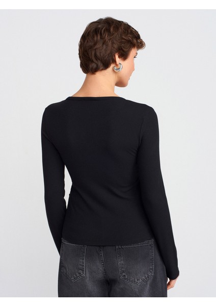 31548 Düğme Detaylı Büzgülü Top-Siyah fiyatları