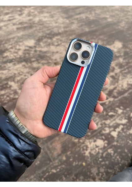 Apple iPhone 15 Tomy Karbonfiber Lacivert Telefon Kılıfı