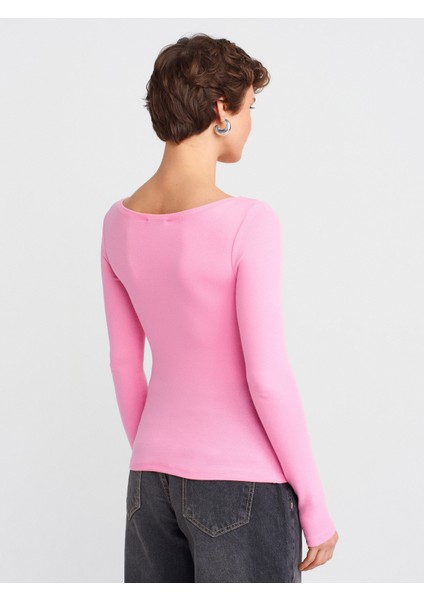 31332 Kayık Yaka Uzun Kollu Top-Pembe fiyatları