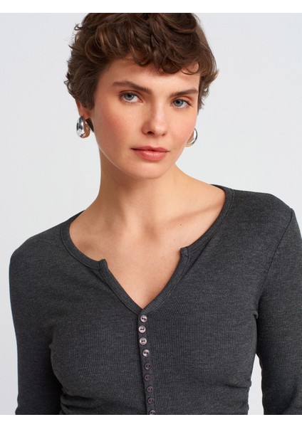 31548 Düğme Detaylı Büzgülü Top-Siyah fırsatları