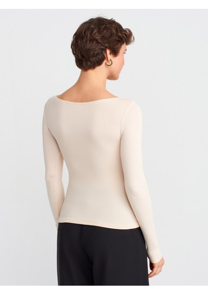 31332 Kayık Yaka Uzun Kollu Top-Taş fiyatları