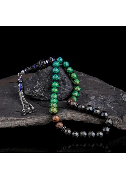 Zirkon Taş Gümüş Set Renk Değiştiren His Taşı Tesbih