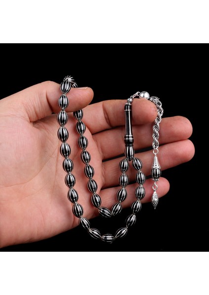 12 Yarma Karpuz Dilim Erzurum Oltu Taşı Tesbih 925 Gümüş Püsküllü modelleri