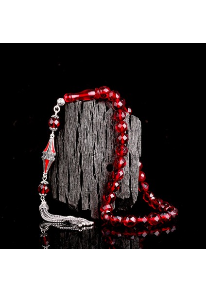 Mineli Gümüş Püsküllü Faset Kesim Damla Kehribar Tesbih fiyatları