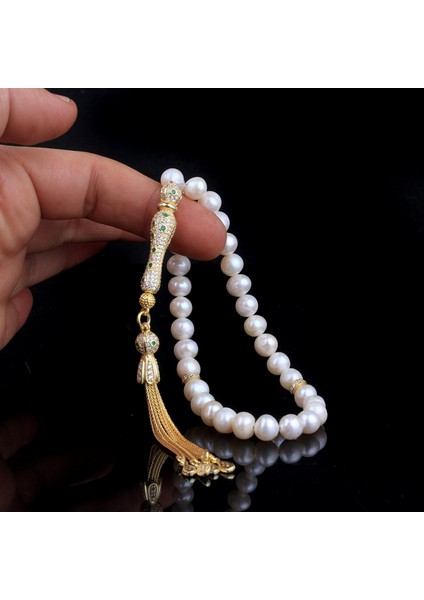 Altın Kaplama Zirkon Taşlı Gümüş Set Inci Taşlı Tesbih fiyatları