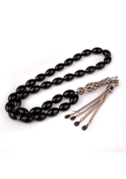 925 Ayar Gümüş Zirkon Taşlı Püsküllü Ateş Kehribar Tesbih indirimleri