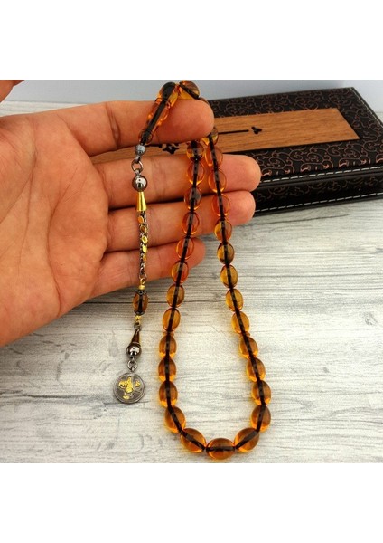 Gümüş Tuğra Püsküllü Arpa Kesim Ateş Kehribar Tesbih modelleri