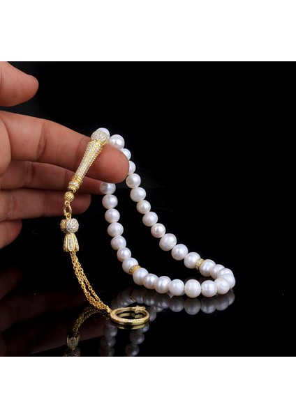 Ayyıldız Model Altın Kaplama Zirkon Taşlı Gümüş Set Inci Taşlı Tesbih fiyatları