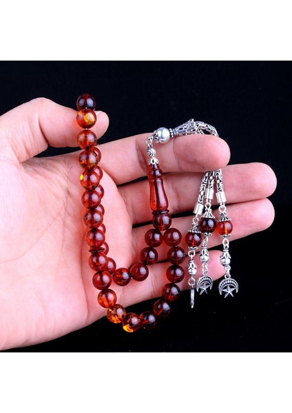 925 Ayar Gümüş Püsküllü Damla Kehribar Tesbih modelleri