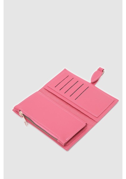 Nakit ve Bozuk Para Bölmeli Katlanabilir Bayan Cüzdan-Fusya fırsatları