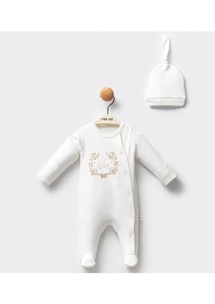 Flowers Şapkalı Ekru Tulum