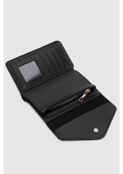Zarf Detaylı Nakit ve Bozuk Para Bölmeli Bayan Cüzdan-Siyah fırsatları