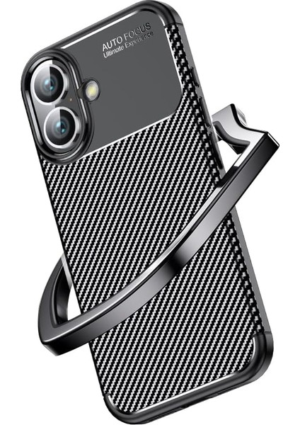 Apple iPhone 16 Plus Uyumlu Kılıf Karbon Görünümlü Kamera Koruyculu Mat Kaymaz Slikon Kapak modelleri