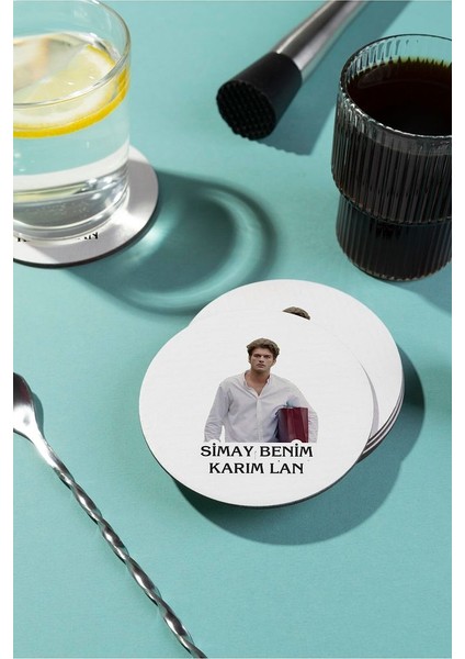 Kuzey Simay Benim Karım Tasarımlı Ahşap Bardak Altlığı