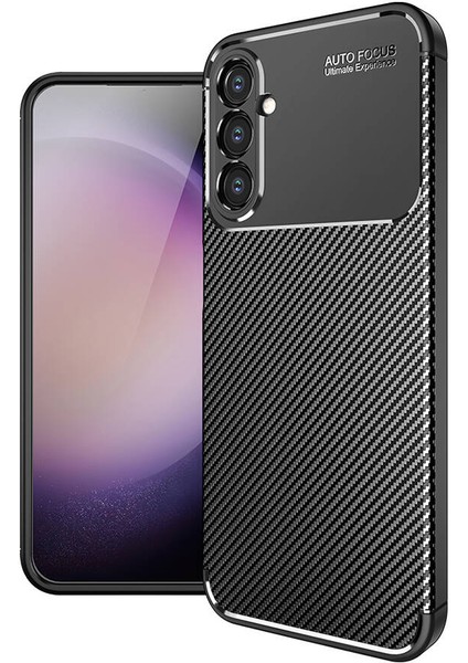 Samsung Galaxy S24 Plus Uyumlu Kılıf Karbon Görünümlü Kamera Koruyculu Mat Kaymaz Slikon Kapak