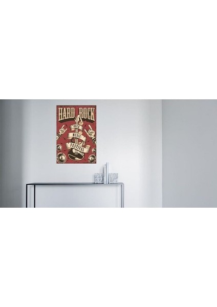 Hard Rock Temalı Dekoratif Poster Ahşap Retro Tablo