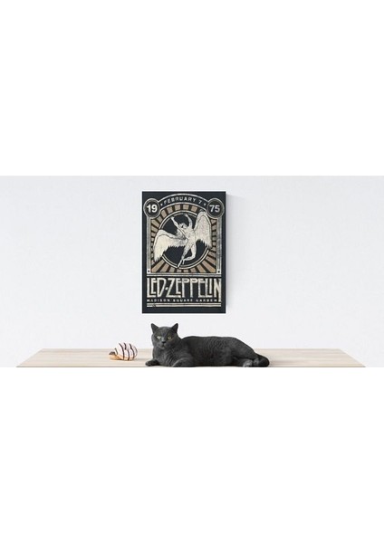 LED Zeppelin Temalı Dekoratif Poster Ahşap Retro Tablo