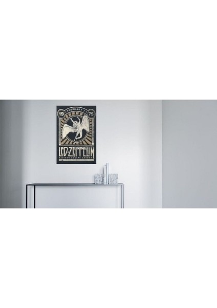 LED Zeppelin Temalı Dekoratif Poster Ahşap Retro Tablo