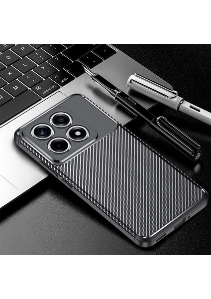 Xiaomi Mi 14T Uyumlu Kılıf Karbon Görünümlü Kamera Koruyculu Mat Kaymaz Slikon Kapak fiyatları