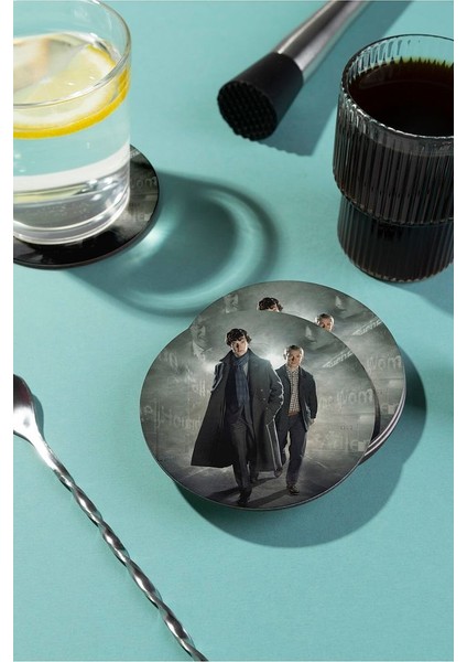 Sherlock Holmes Baskılı Ahşap Bardak Altlığı