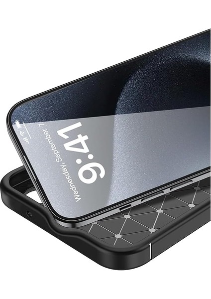 Apple iPhone 16 Uyumlu Kılıf Karbon Görünümlü Kamera Koruyculu Mat Kaymaz Slikon Kapak indirimleri