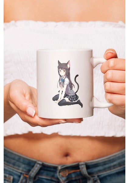 Anime Cat Girl Baskılı Kupa Bardak