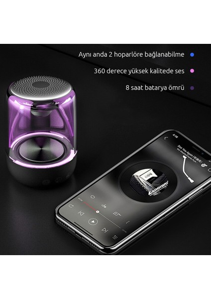 600 Mah Taşınabilir Rgb Mikrofonlu Aux/tf/bluetooth 3 Watt Hoparlör Speaker (Beyaz) (4767)