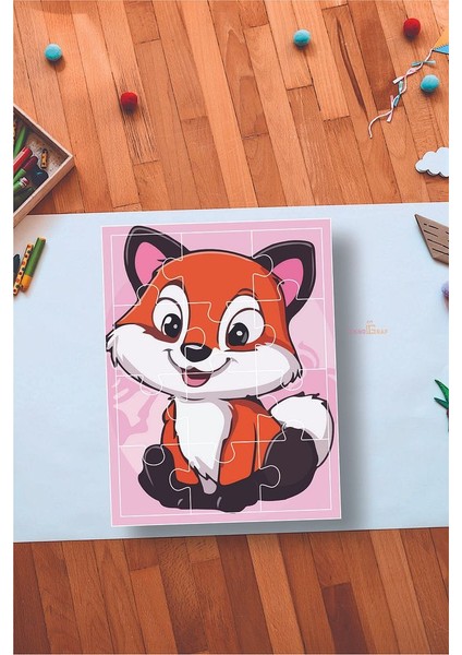Sevimli Tilki Eğitici 12 Parça Mdf Puzzle