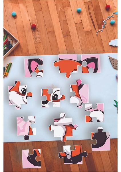 Sevimli Tilki Eğitici 12 Parça Mdf Puzzle