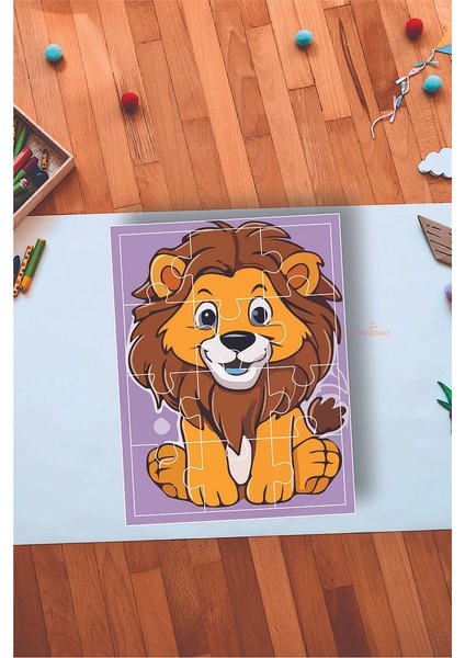 Sevimli Aslan Eğitici 12 Parça Mdf Puzzle