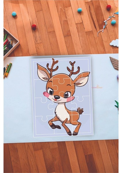 Sevimli Geyik Eğitici 12 Parça Mdf Puzzle