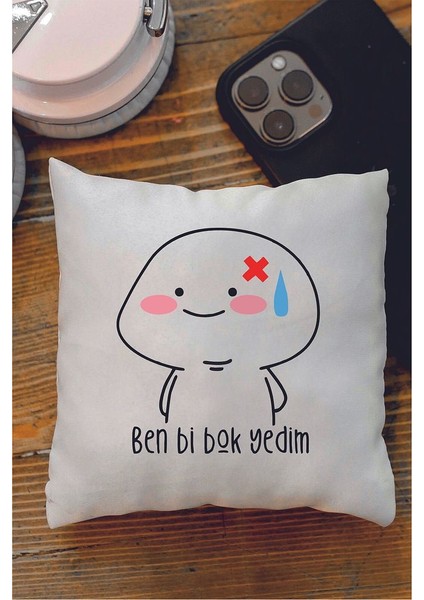 Ben Bi B.k Yedim Tasarımlı Dekoratif Mini Yastık
