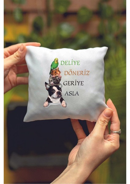 Deliye Döneriz Geriye Asla Tasarımlı Dekoratif Mini Yastık