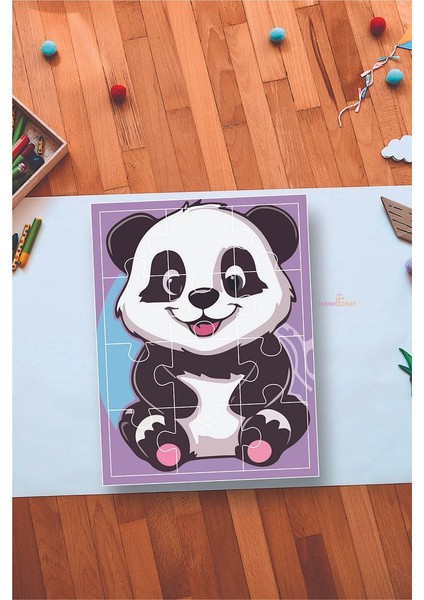 Sevimli Panda Eğitici 12 Parça Mdf Puzzle