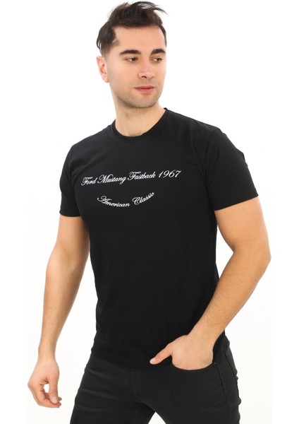 American Classic 1967 Ford M. Fastback Baskılı Özel Tasarım Siyah T-Shirt (Slim Fit) fırsatları