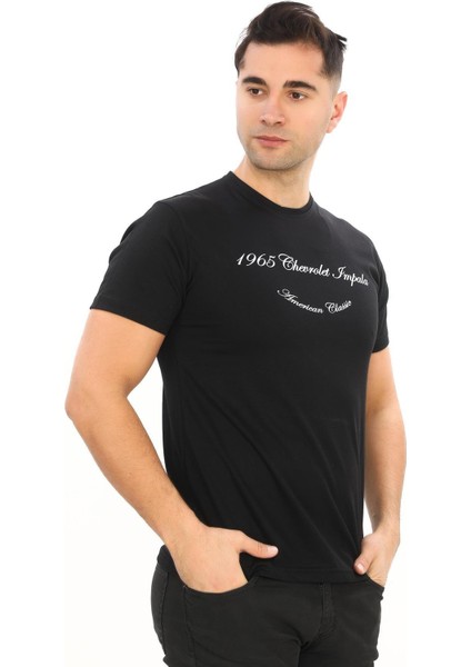 American Classic 1965 Chevrolet Impala Özel Tasarım Baskılı Siyah T-Shirt (Slim Fit) modelleri