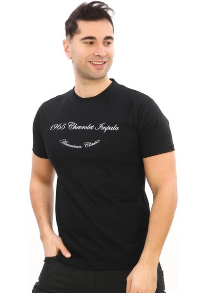 American Classic 1965 Chevrolet Impala Özel Tasarım Baskılı Siyah T-Shirt (Slim Fit) fırsatları