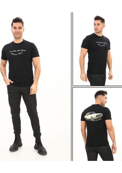 American Classic 1964 Ford M Özel Tasarım Baskılı Siyah T-Shirt (Slim Fit) indirimleri