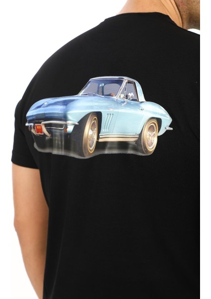 American Classic 1965 Chevrolet Corvette Özel Tasarım Baskılı Siyah T-Shirt (Slim Fit) fiyatları