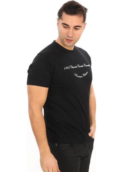 American Classic 1965 Chevrolet Corvette Özel Tasarım Baskılı Siyah T-Shirt (Slim Fit) modelleri
