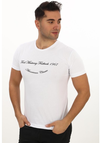 American Classic 1967 Ford M. Fastback Baskılı Özel Tasarım Beyaz T-Shirt (Slim Fit) fırsatları