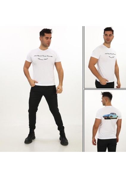 American Classic 1965 Chevrolet Corvette Özel Tasarım Baskılı Beyaz T-Shirt (Slim Fit) indirimleri