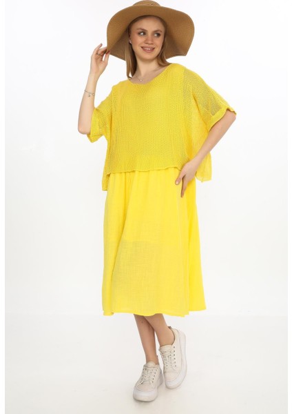 Italyan Müslin Keteni Üstü File Bluzlu Astarlı Tek Parça Elbise fiyatları