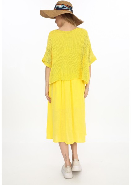 Italyan Müslin Keteni Üstü File Bluzlu Astarlı Tek Parça Elbise fırsatları