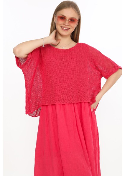 Italyan Müslin Keteni Üstü File Bluzlu Astarlı Tek Parça Elbise modelleri