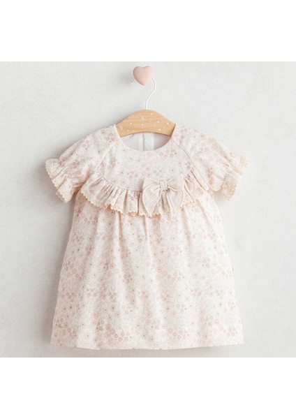 Bej Flowery Elbise