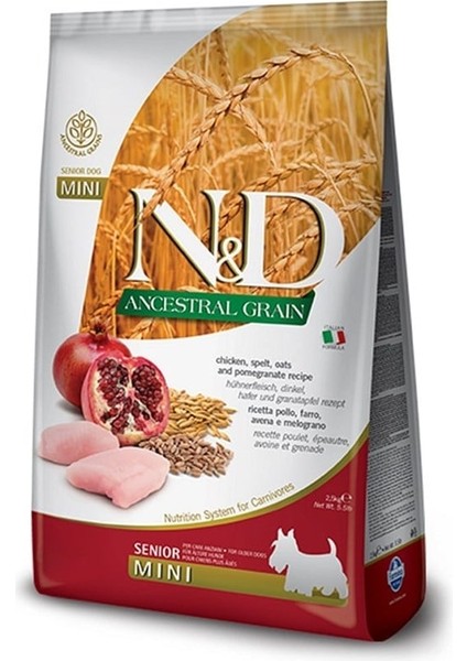 Nd Ancestral Graın Mini Senior 2,5kg Köpek Düşük Tahıllı Tavuklu Narlı Ileri Yaşlı Köpek Maması