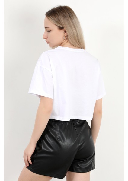 Kadın Bisiklet Yaka Good Things Baskılı T-Shirt Beyaz - 925039 fırsatları